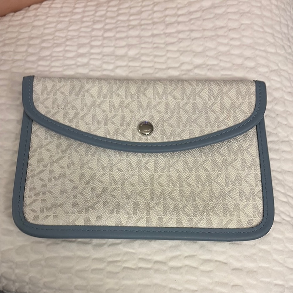 Michael Kors Cream and Blue Clutch